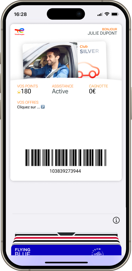 Création du nouveau wallet TotalEnergies - Services tissologie